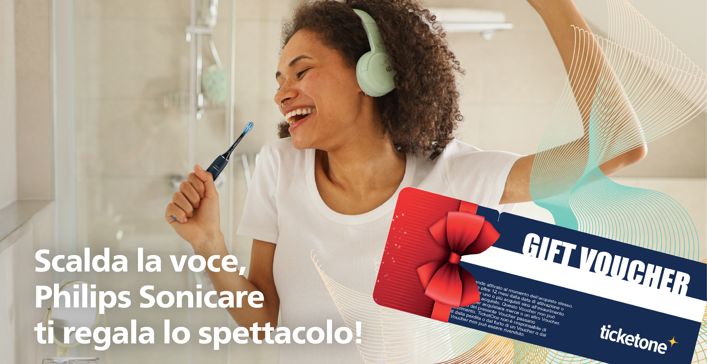 banner del concorso Scalda la voce, Philips Sonicare ti regala lo spettacolo