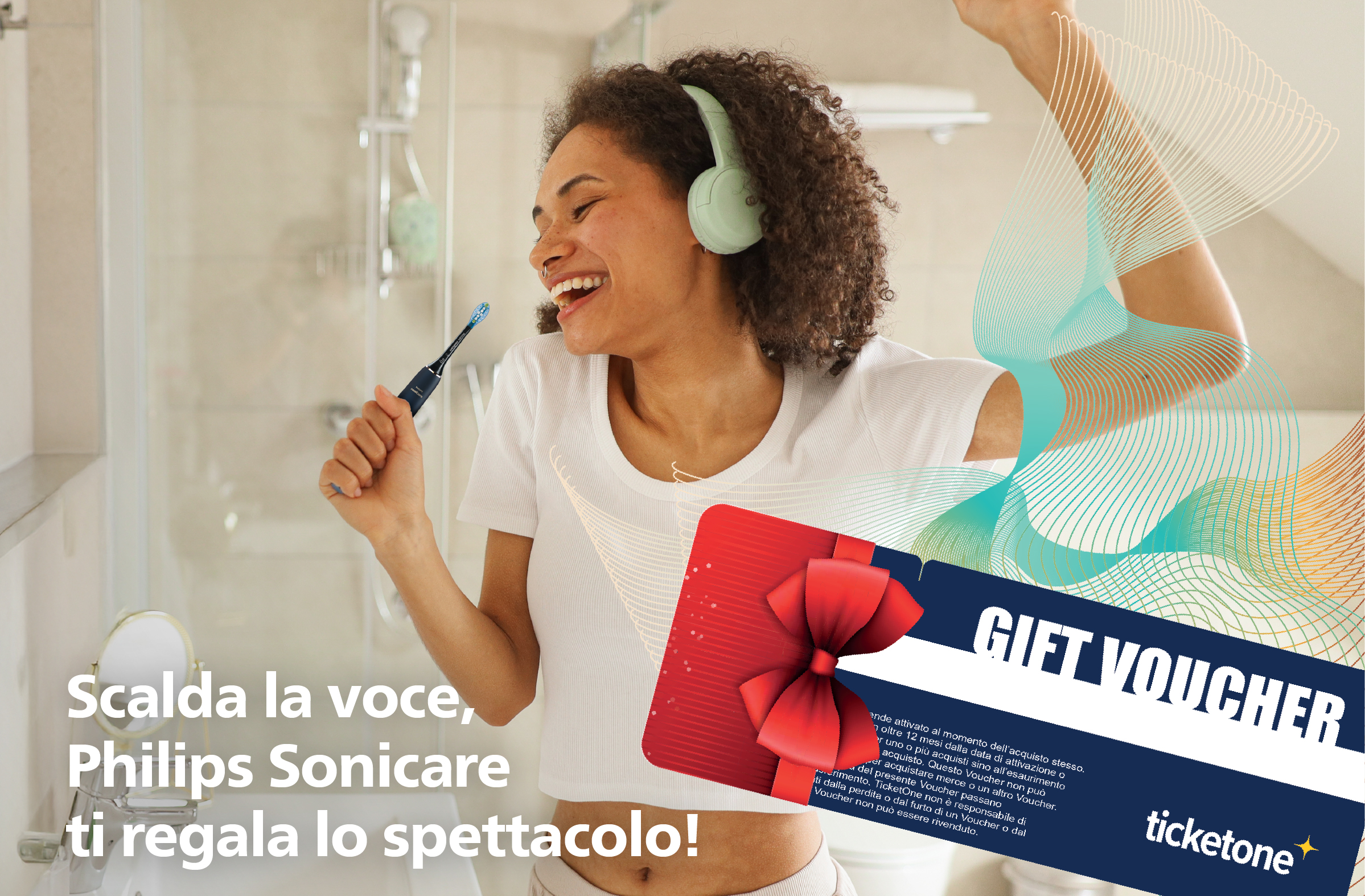 banner del concorso Scalda la voce, Philips Sonicare ti regala lo spettacolo
